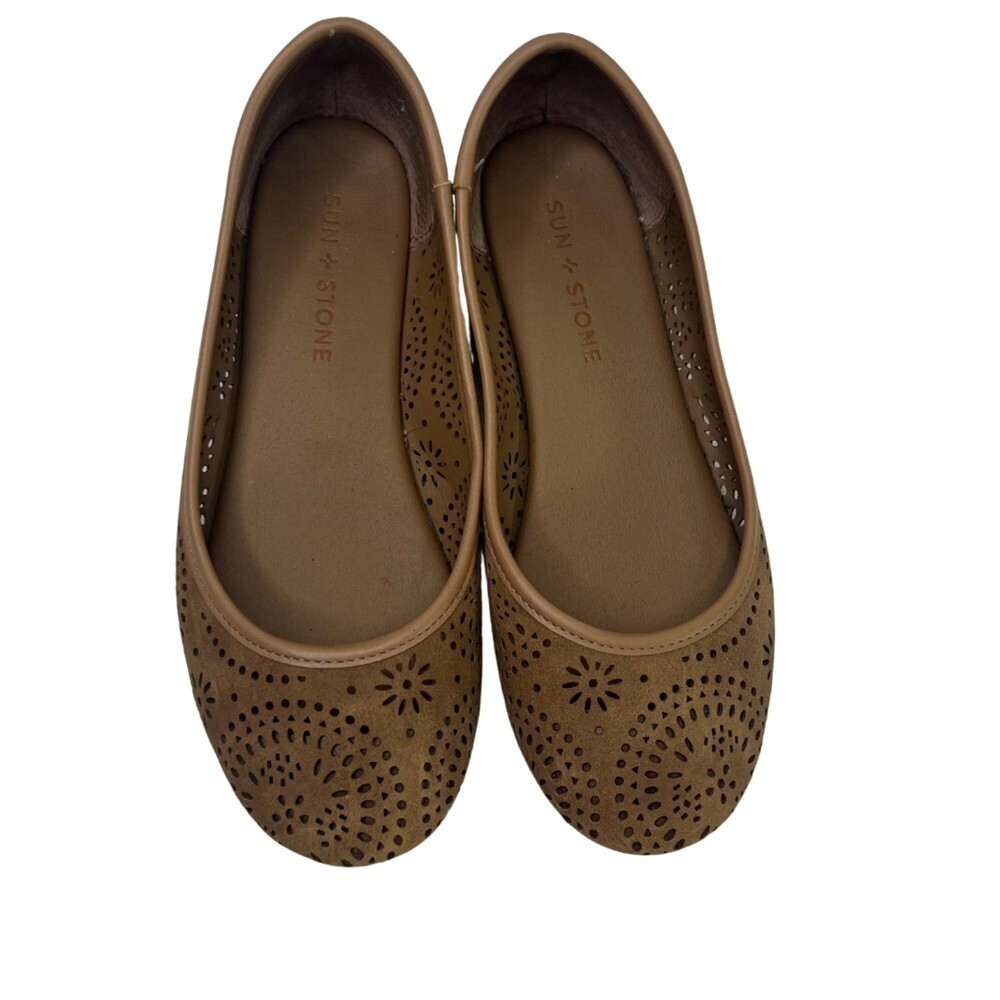 Sun & Stone‎ Perforated Slip On Sophia Ballet Flat Size 6